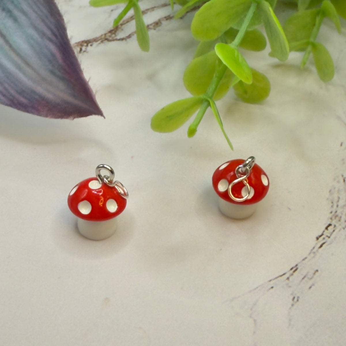 Red White Mushroom Doll Earring DANGLES ONLY • Fit 2mm Posts• 18” Fashion Doll Jewelry