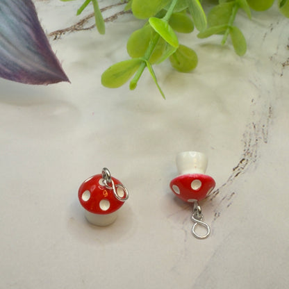 Red White Mushroom Doll Earring DANGLES ONLY • Fit 2mm Posts• 18” Fashion Doll Jewelry