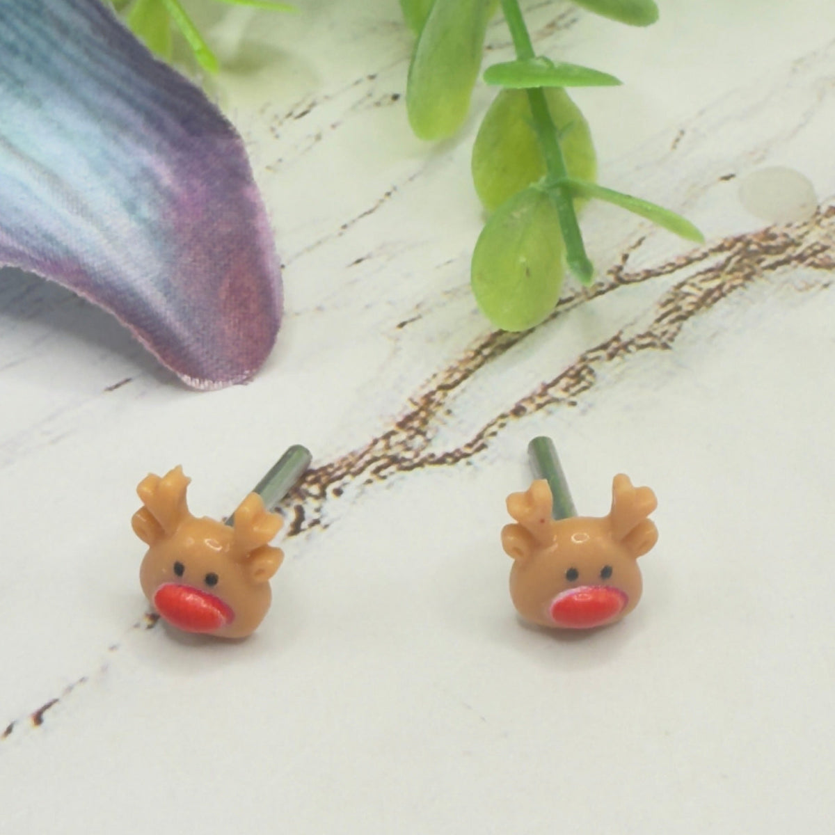 ✨Handmade Post Doll Earrings (Only fit 2mm drilled pierced ears) for 18-Inch Fashion Dolls-  American Girl • Our Generation • Journey Girls • My Life As • Adora • and more! ✨

Reindeer Red Nose Rudolph Christmas 2mm Post Doll Earrings