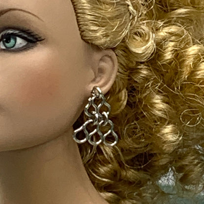 Silver Dangle Doll Earrings• Earrings shown on 16-Inch Tonner - Sydney Chase “Envy” doll.