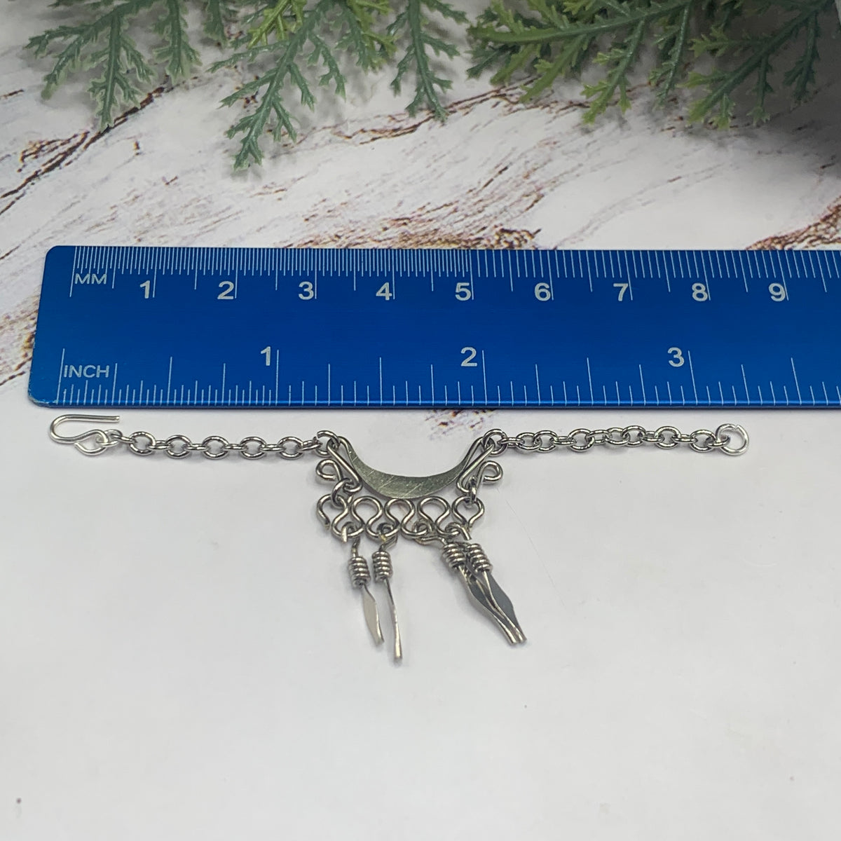 Silver Dangle Statement Doll Necklace Matching Earring Set • 16” Doll Jewelry