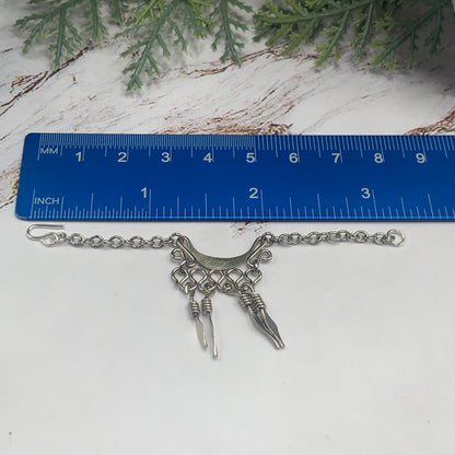 Silver Dangle Statement Doll Necklace Matching Earring Set • 16” Doll Jewelry