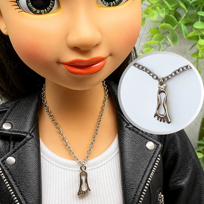 Handmade Doll Jewelry Designed to Fit popular 18 Inch Fashion Dolls: add a stylish touch to your favorite doll! Silver Foot Charm Doll Necklace