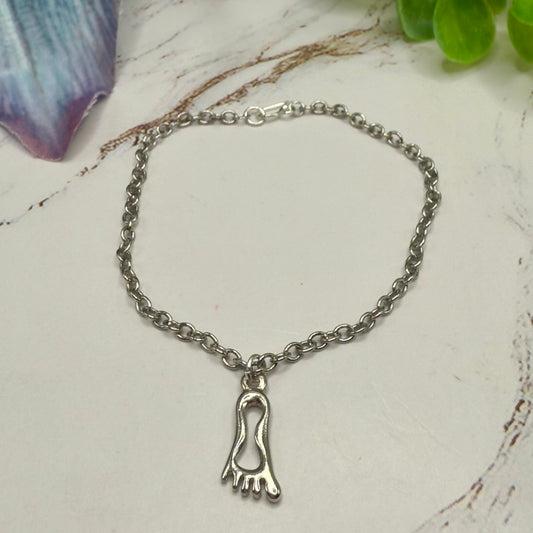 Handmade Doll Jewelry Designed to Fit popular 18 Inch Fashion Dolls: add a stylish touch to your favorite doll! Silver Foot Charm Doll Necklace