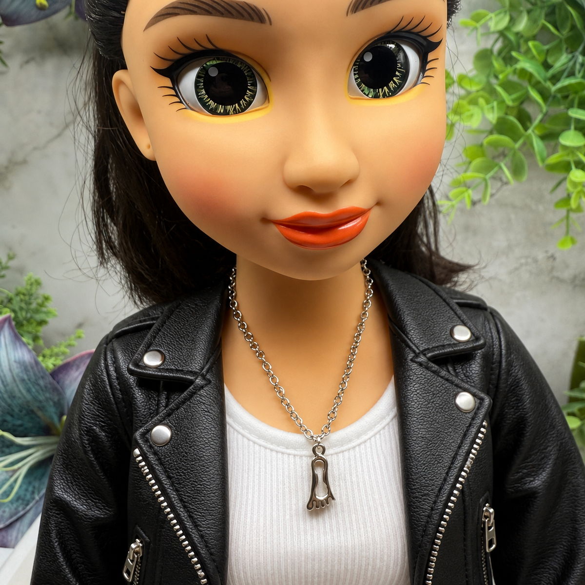 Handmade Doll Jewelry Designed to Fit popular 18 Inch Fashion Dolls: add a stylish touch to your favorite doll! Silver Foot Charm Doll Necklace
