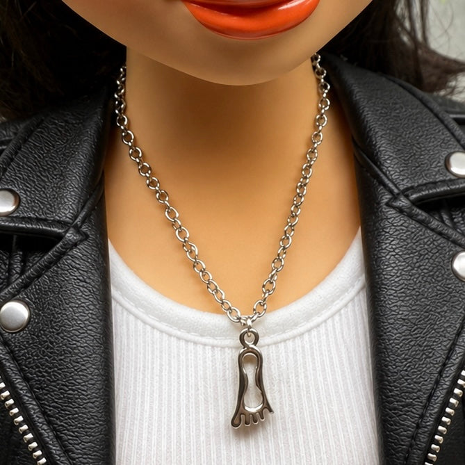 Handmade Doll Jewelry Designed to Fit popular 18 Inch Fashion Dolls: add a stylish touch to your favorite doll! Silver Foot Charm Doll Necklace