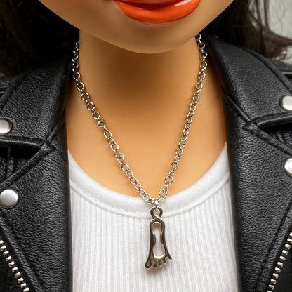 Handmade Doll Jewelry Designed to Fit popular 18 Inch Fashion Dolls: add a stylish touch to your favorite doll! Silver Foot Charm Doll Necklace