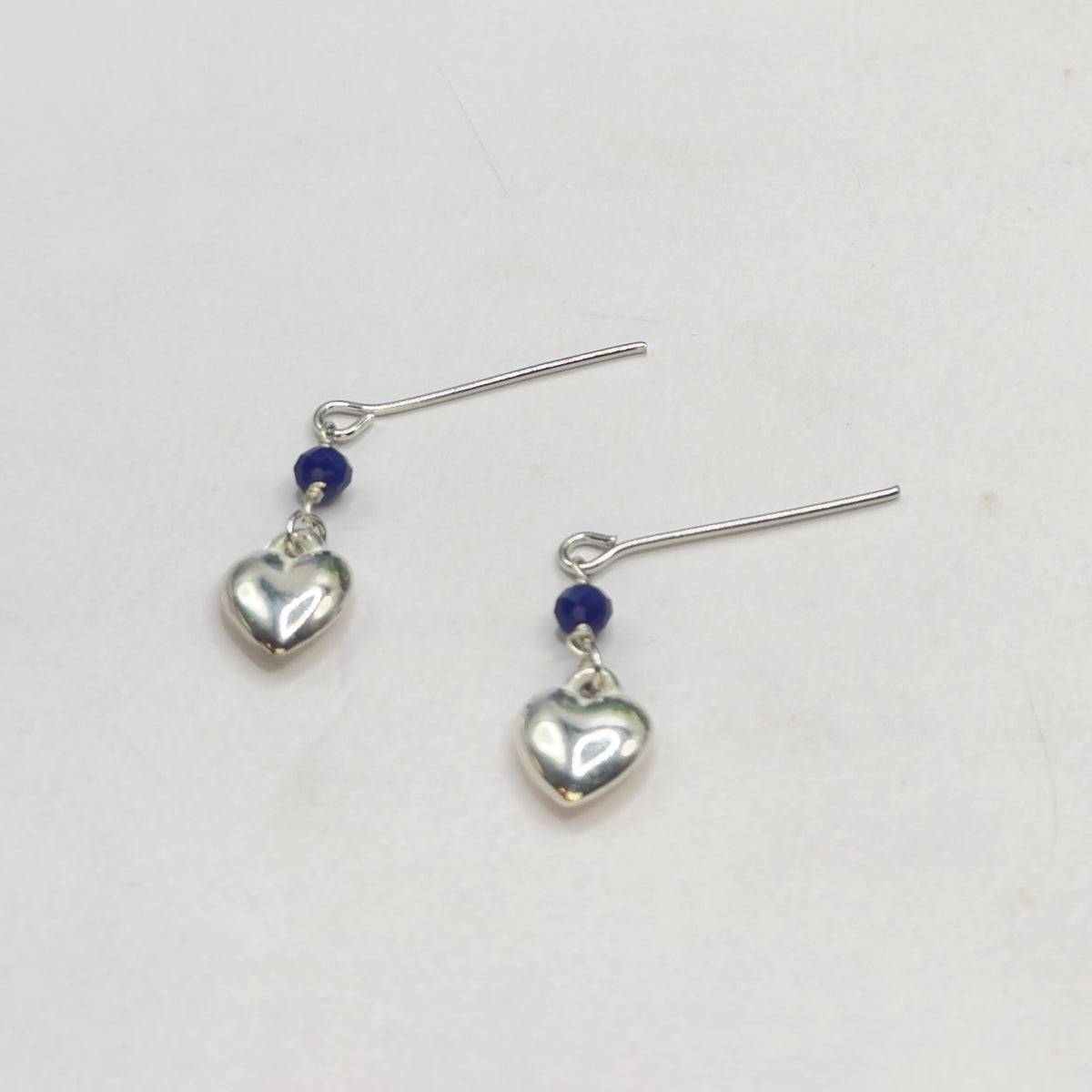 Silver Heart Blue Crystal Dangle Doll Earrings • 18 Inch Fashion Doll Jewelry
