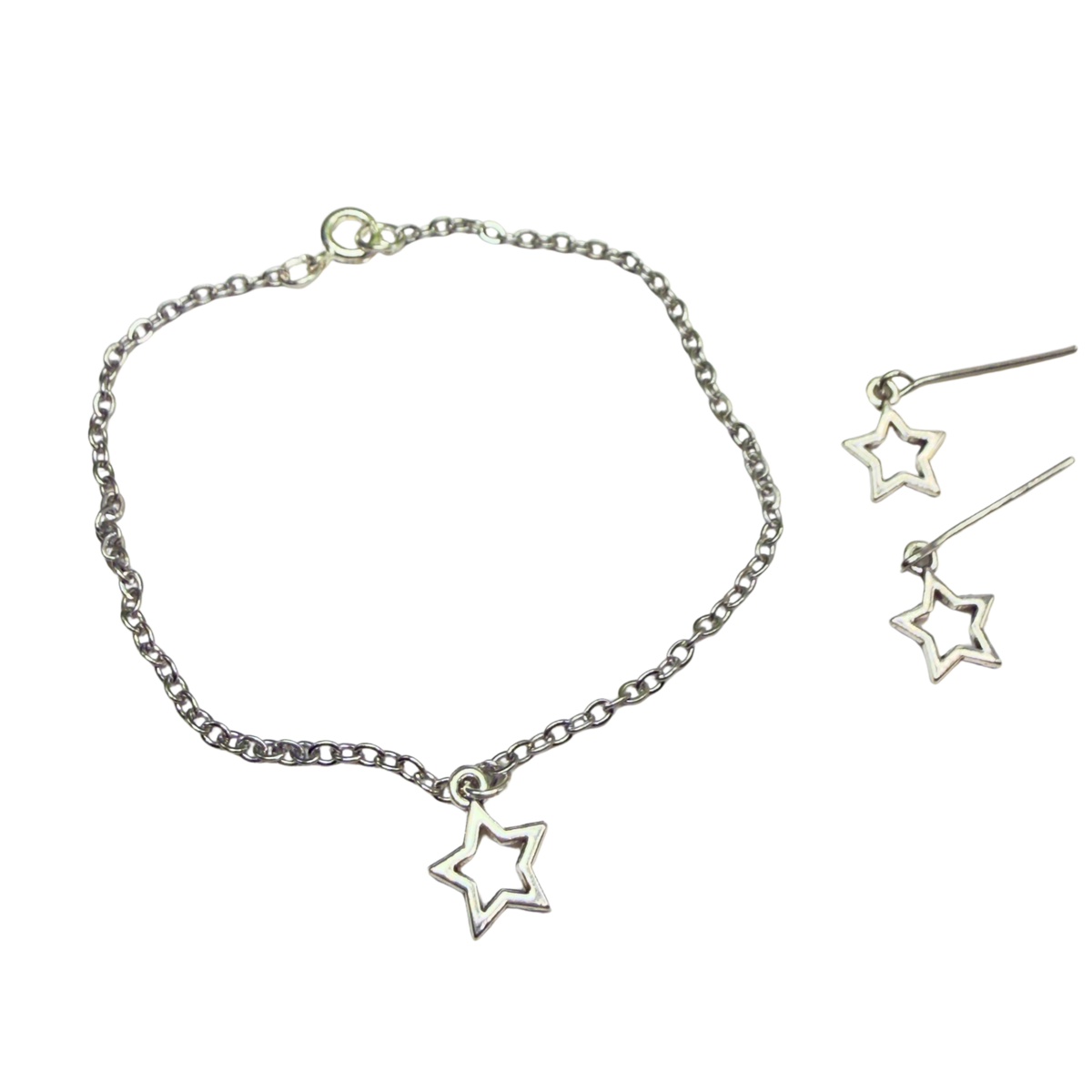 Silver Star Charm Doll Necklace & Earrings Set for 18 Inch Fashion Doll