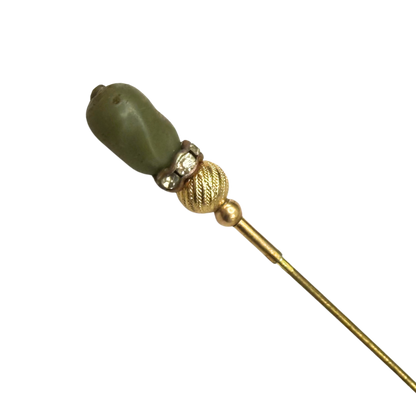 ✨ Handmade Vintage-Inspired Hatpin | Stick Pin | Hat Accessory | Sweater & Hijab Pin | Decorative Jewelry Gift for Her ✨

Olive Green Topper - Clear Rhinestone Band - Textured Gold Tone Base Hatpin - 6 Inch