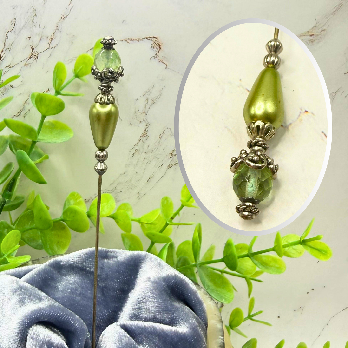 ✨ Handmade Vintage-Inspired Hatpin | Stick Pin | Hat Accessory | Sweater & Hijab Pin | Decorative Jewelry Gift for Her ✨

Teardrop Light Green Faux Pearl & Faceted Glass Crystal Silver Filigree Hatpin - 6 Inch