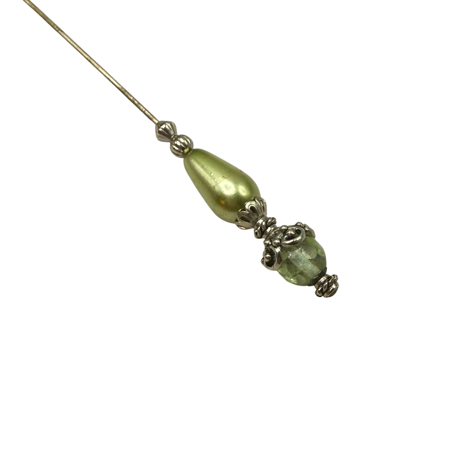 ✨ Handmade Vintage-Inspired Hatpin | Stick Pin | Hat Accessory | Sweater & Hijab Pin | Decorative Jewelry Gift for Her ✨

Teardrop Light Green Faux Pearl & Faceted Glass Crystal Silver Filigree Hatpin - 6 Inch