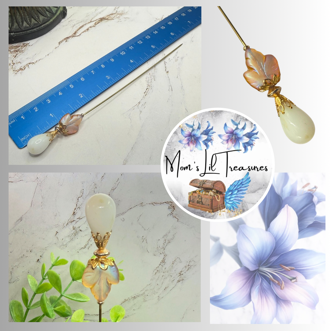 ✨ Handmade Vintage-Inspired Hatpin | Stick Pin | Hat Accessory | Sweater & Hijab Pin | Decorative Jewelry Gift for Her ✨

Teardrop White Glass Iridescent Yellow Golden Design 6 Inch Hatpin