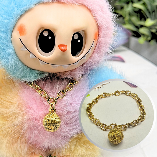 ✨Handmade Jewelry Designed to fit popular 17 to 20 cm (6 to 7 inch) Plushie Labubu Monster Dolls: add a stylish touch to your favorite plushie! ✨

Textured Sphere Pendant Gold Necklace