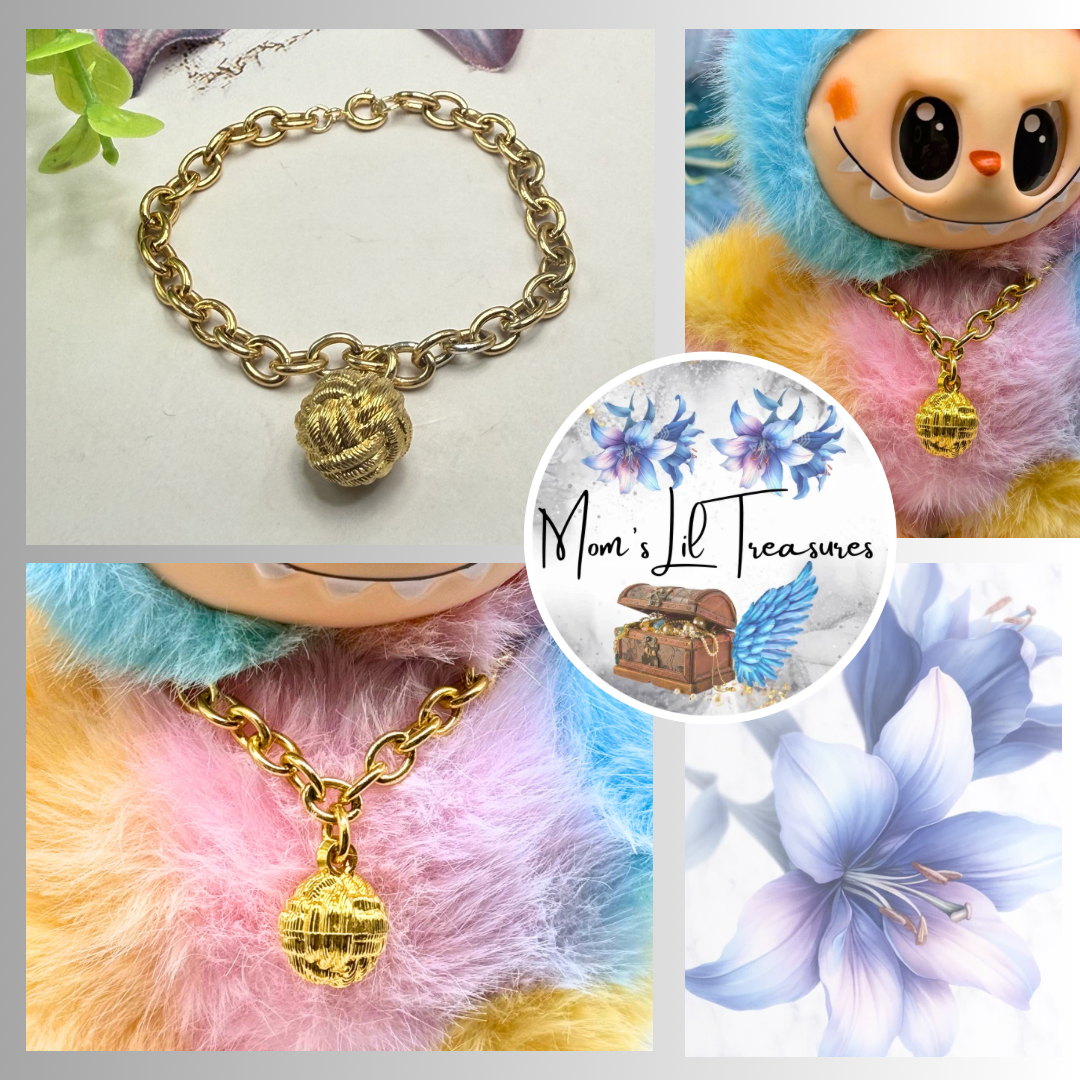 ✨Handmade Jewelry Designed to fit popular 17 to 20 cm (6 to 7 inch) Plushie Labubu Monster Dolls: add a stylish touch to your favorite plushie! ✨

Textured Sphere Pendant Gold Necklace
