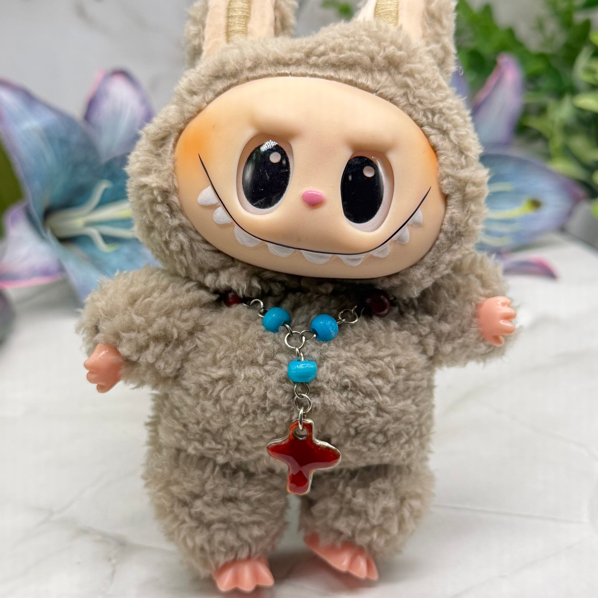 ✨Handmade Jewelry Designed to fit popular 17 to 20 cm (6 to 7 inch) Plushie Labubu Monster Dolls: add a stylish touch to your favorite plushie! ✨

Turquoise Blue Bead Red Brown Enamel Cross Pendant Necklace