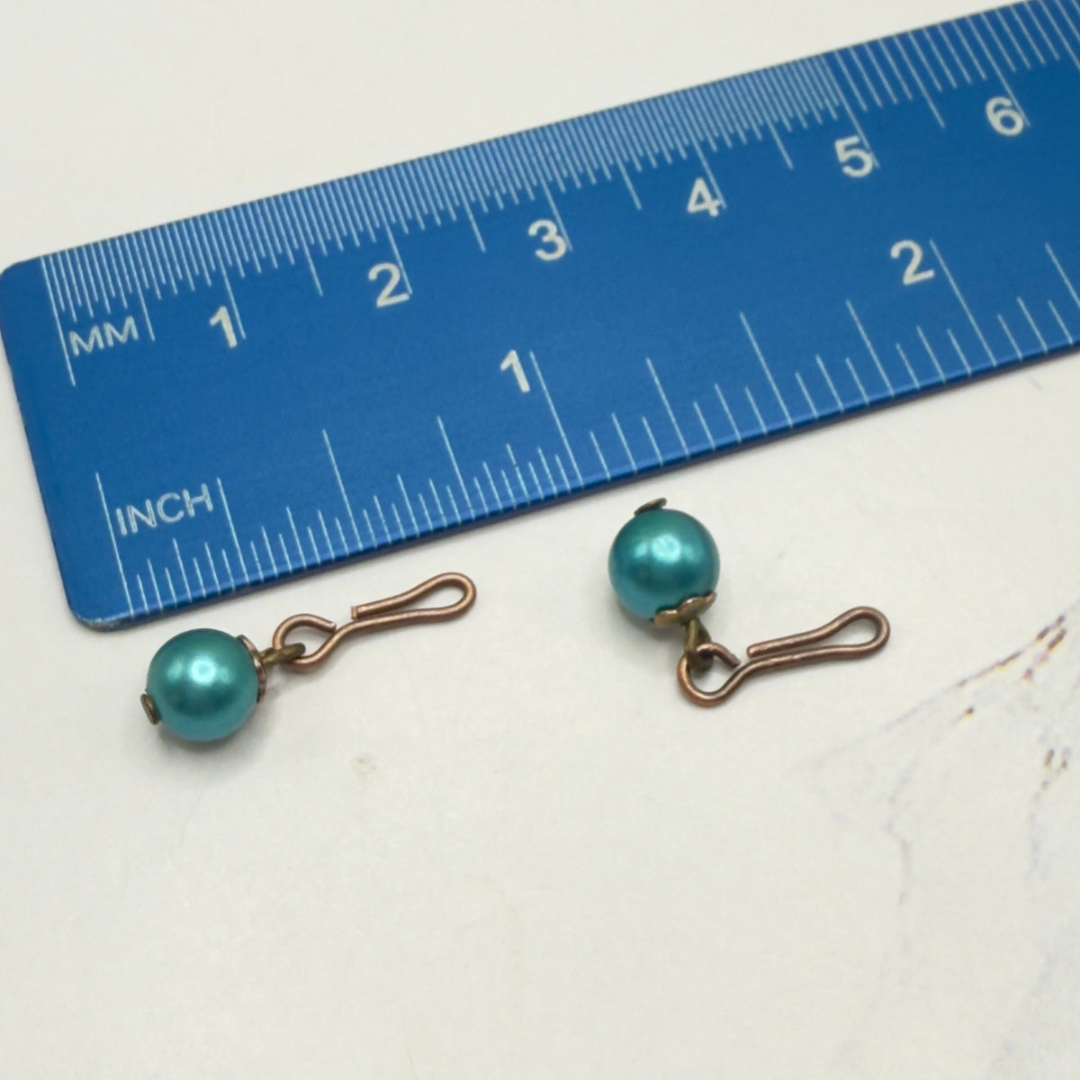 Handmade Doll Jewelry for 10-12” Fashion Trend - 1:6 Size Dolls: add a stylish touch to your favorite doll!
Turquoise Green Pearl Dangle Doll Earrings