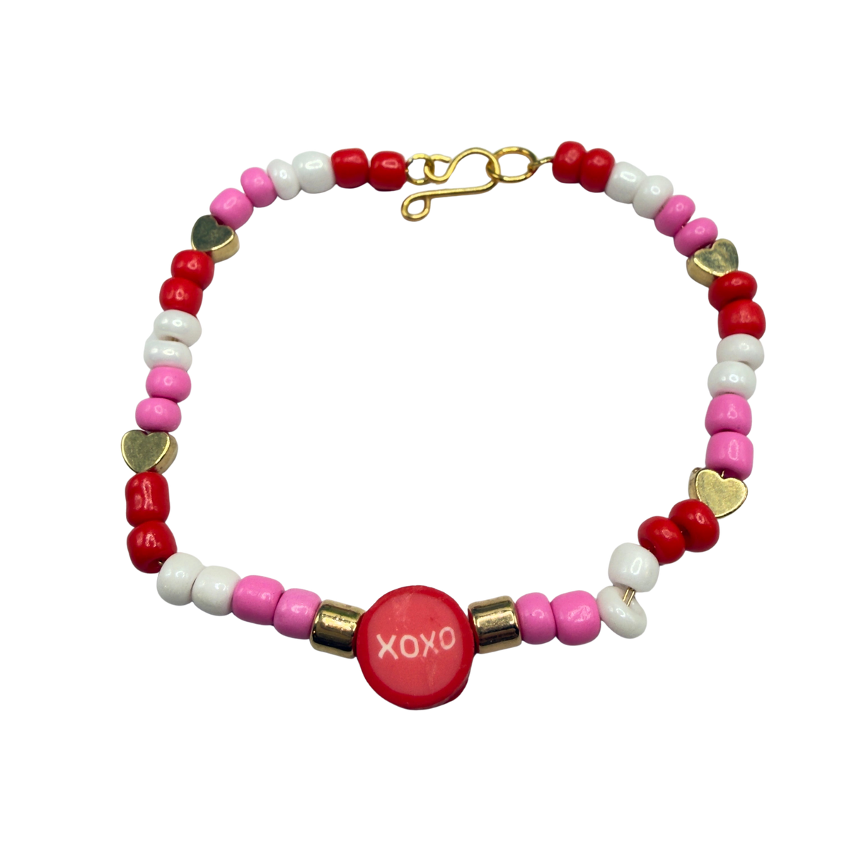 XOXO Pink Red White Beaded Doll Necklace Valentine’s Day• 18 Inch Fashion Doll Jewelry