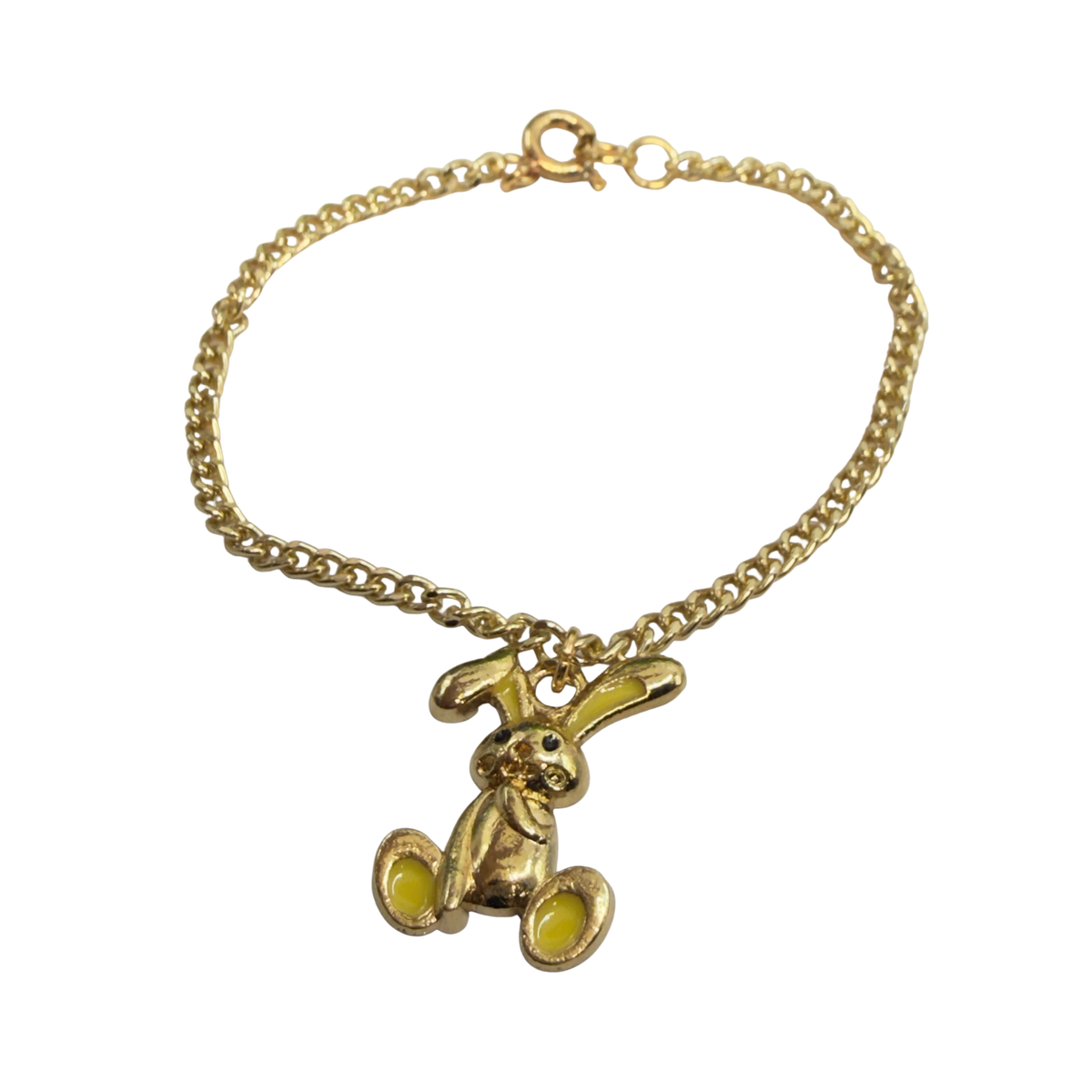 Yellow Ears Paws Floppy Ear Bunny Charm Gold Doll Necklace • 18 Inch Fashion Doll Jewelry