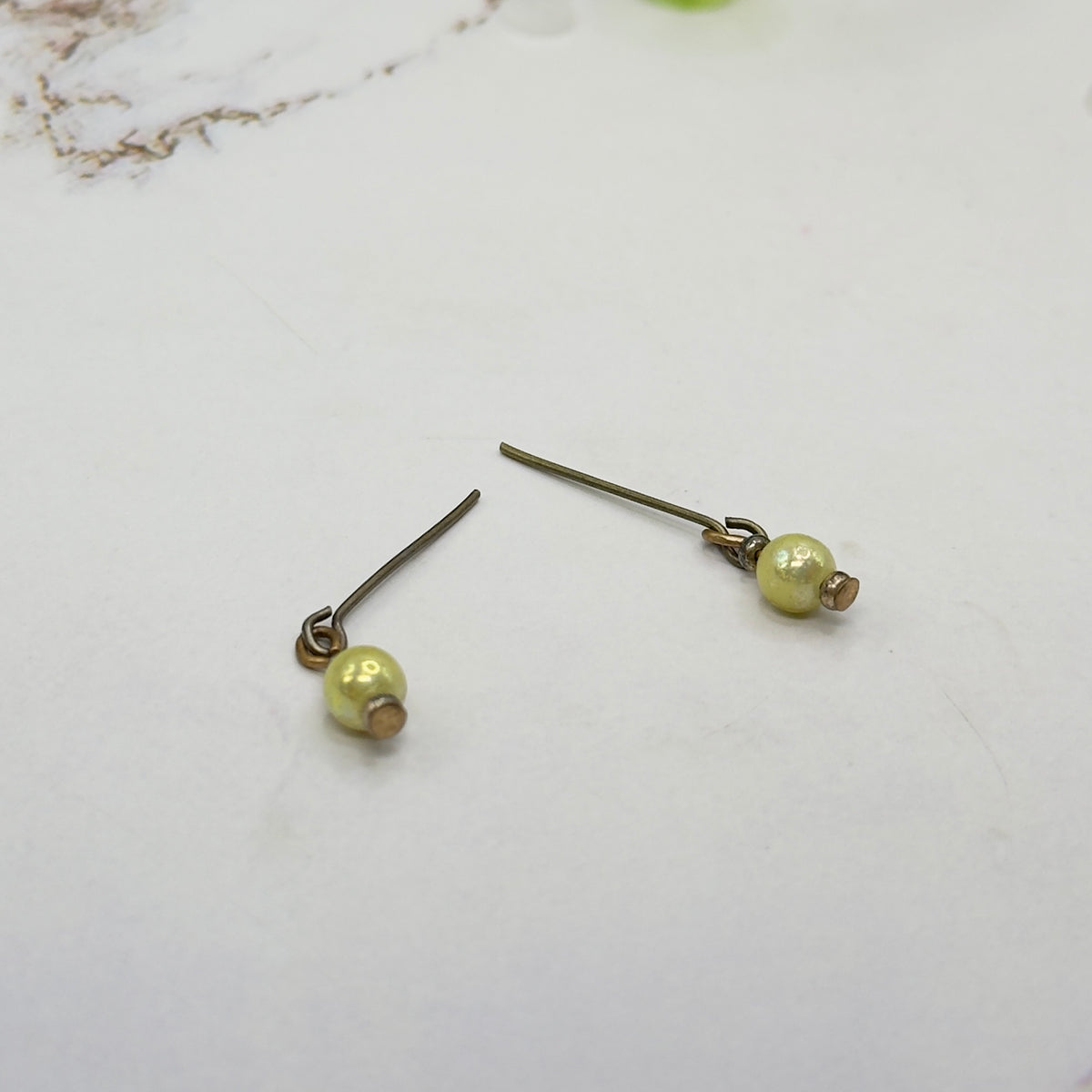 Yellow Iridescent Pearl Doll Earrings • 16 Inch Fashion Doll Jewelry